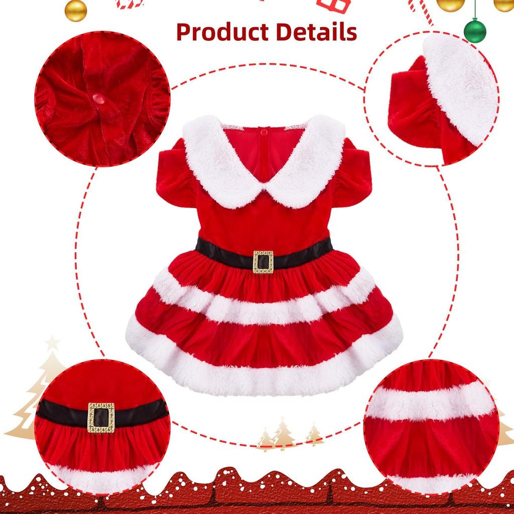 Dog Christmas Dress Christmas Dog Outfit Mrs Santa Claus Pet Clothes Puppy Xmas Holiday Costume Cat Skirt Winter Pet Clothes Cute Girl Red Dresses