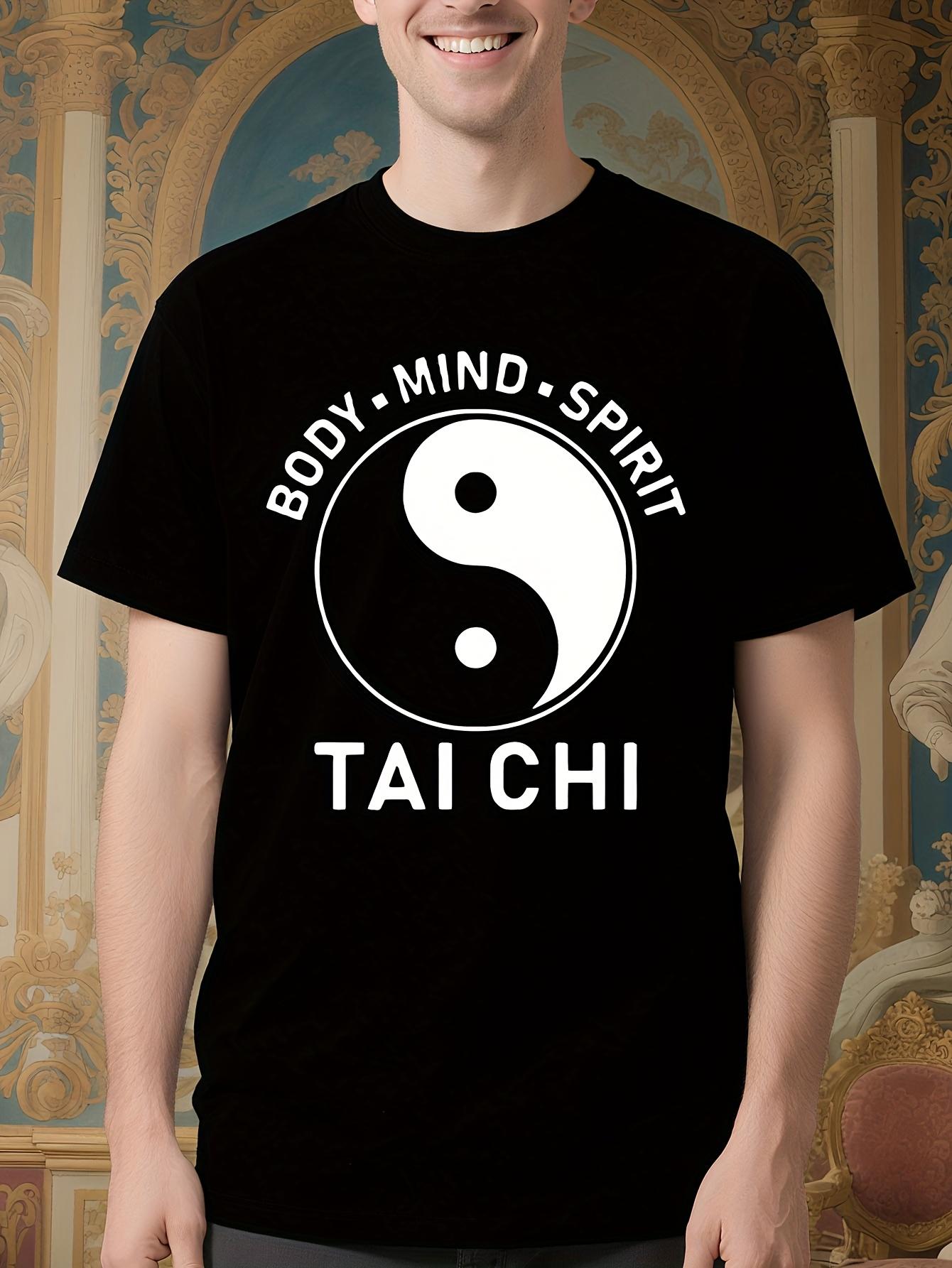 Tai Chi Graphic Tshirt - Black with White Yin Yang Design... XXL