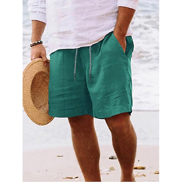 Summer Men'S Work Shorts Linen Drawstring Pants Men'S Beach Shorts Mens