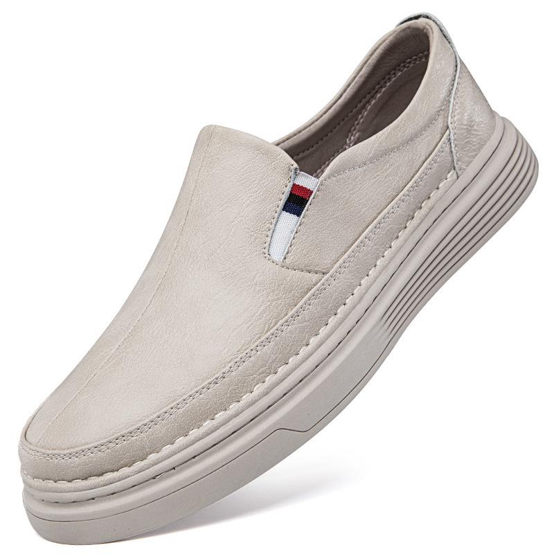 Men's Extra Large Size 45 Sets of Leather Shoes 46 Cowhide Casual Shoes 47 Small Size 37 One-pedal Hand-sewn Loafers