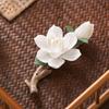 Ceramics Pear Blossoms Incense Holder Chinese Style White Flower Shape Incense Stick Stand For Home Desktop Decor