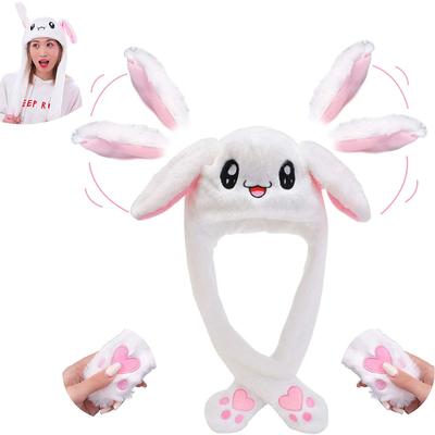 Bunny Ears Plush Hat Cute Bunny Hats Moving Ear Rabbit Hat with Moving Ears Cute Soft Plush EMA