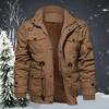 Winter Herrenjacke Plüschfutter Mehrere Taschen Stehkragen Winddichte Reißverschluss Kapuzenpullover für Draußen