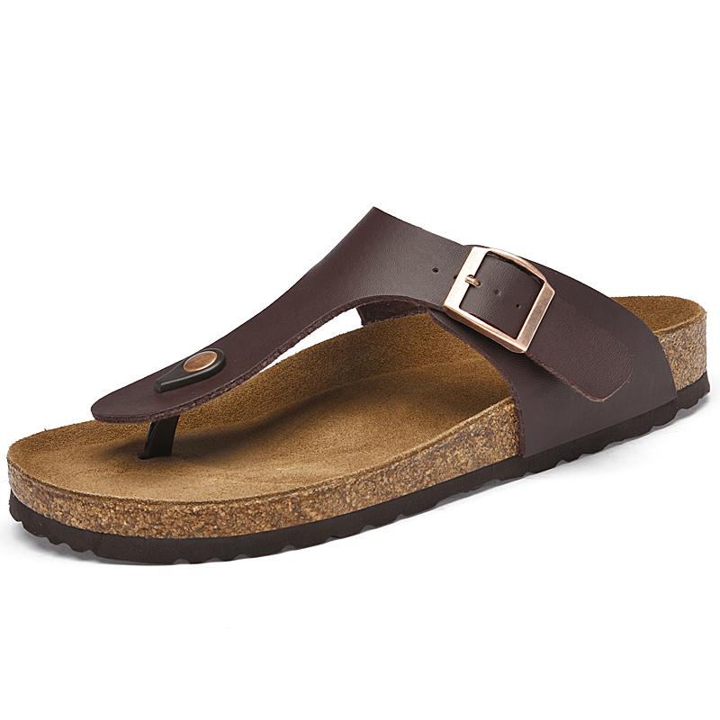 

Fashion Summer Men Clamp on Slippers Leather Mens Outdoor Home Furnishings Flops Flats Casual Comfort Non-slip Beach Vacation Slipper 46
