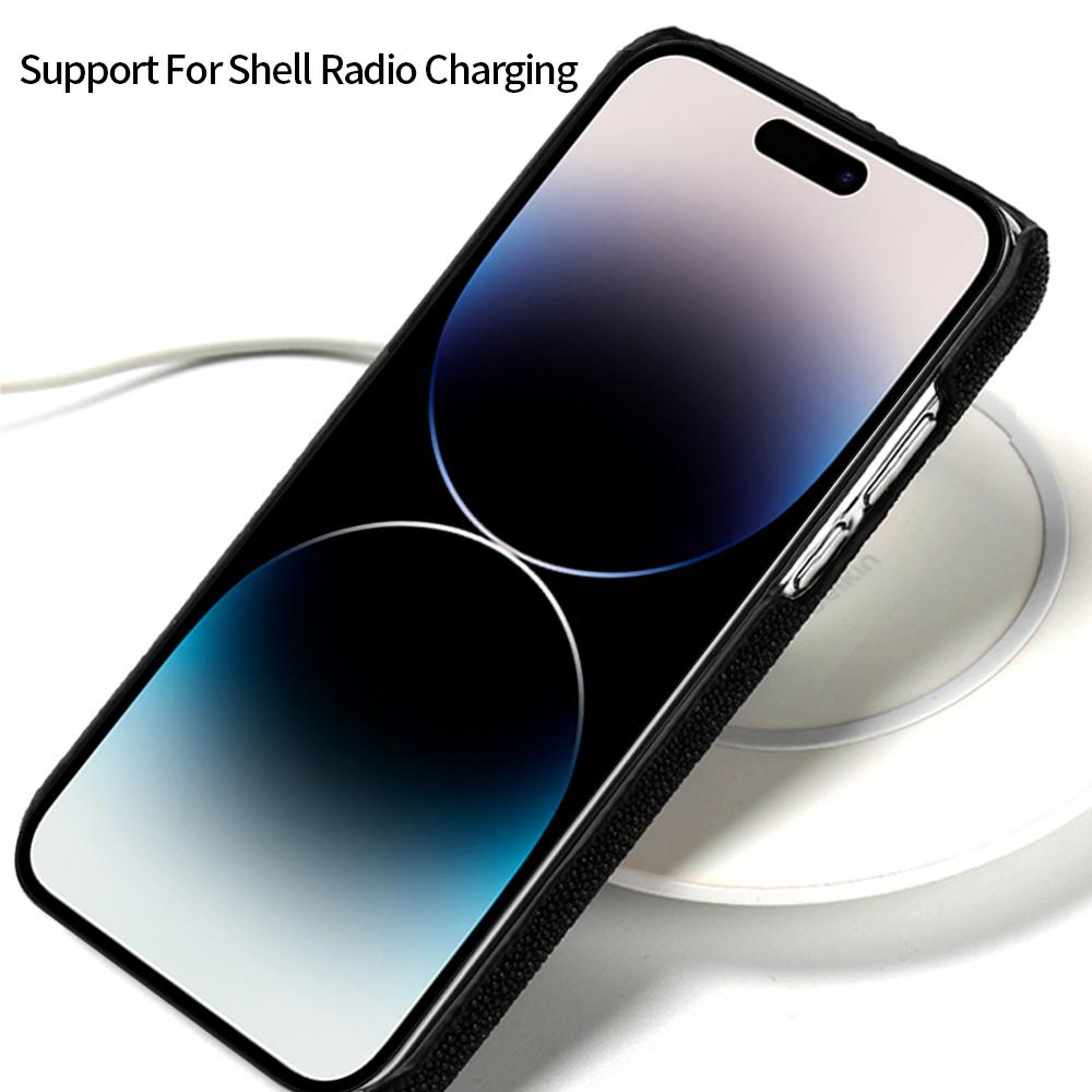 Genuine Stingray Leather Phone Case for iPhone 15 12 13 14 Pro Max 15Pro 13Pro 14Pro 15Plus 14Plus 12Pro 11 Pro Max Luxury Cover