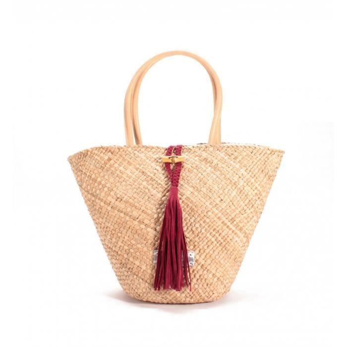 Basket - SCOOTER - Bordeaux - 100% Straw - 100% Linen Lining - For Women