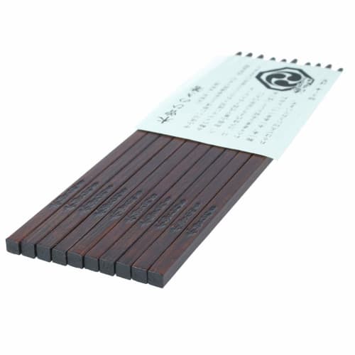 Set of 5 Japanese-made Kiso Hinoki Chopsticks, Lacquered Wood. Lightweight and durable, these chopsticks are dishwasher safe and hot plate compatible.