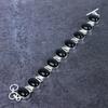 Natürlicher schwarzer Onyx-Edelstein, handgefertigt, 925er Sterling-Silber-Armband, 17,8–20,3 cm, G1i10
