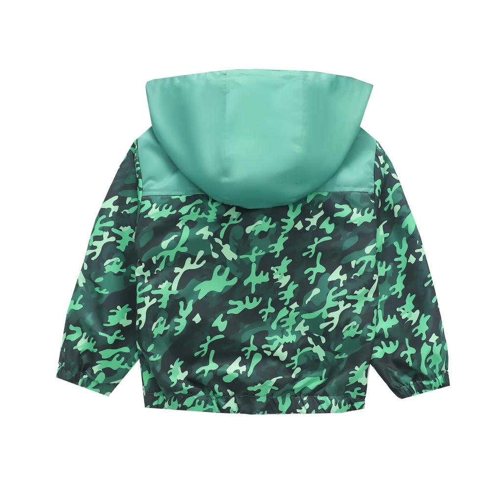 Boys and Girls Children's Clothing In Small Children Printed Fashion Splicing Casual Hooded Zipper Jacket Jacket