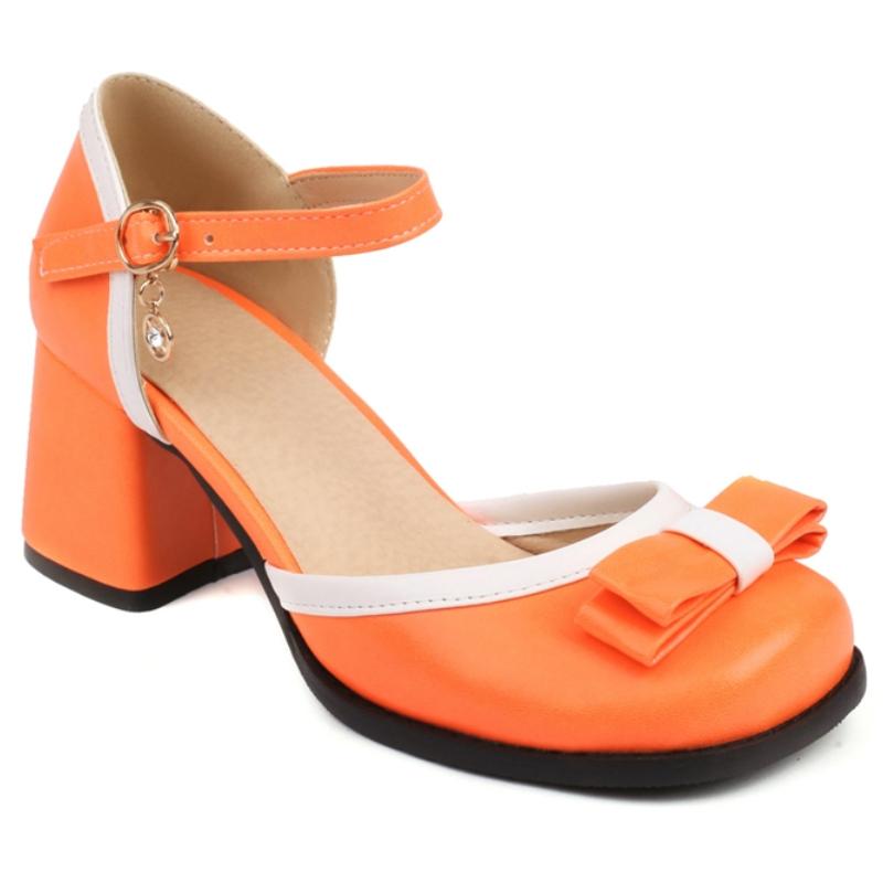 

Close Toe Women Sandals Summer Shoes Outside Sweet Bow D Orsay Ankle Strap Elegant Black Nude Green Party Wedding Shoes Brand 39 помаранчевий