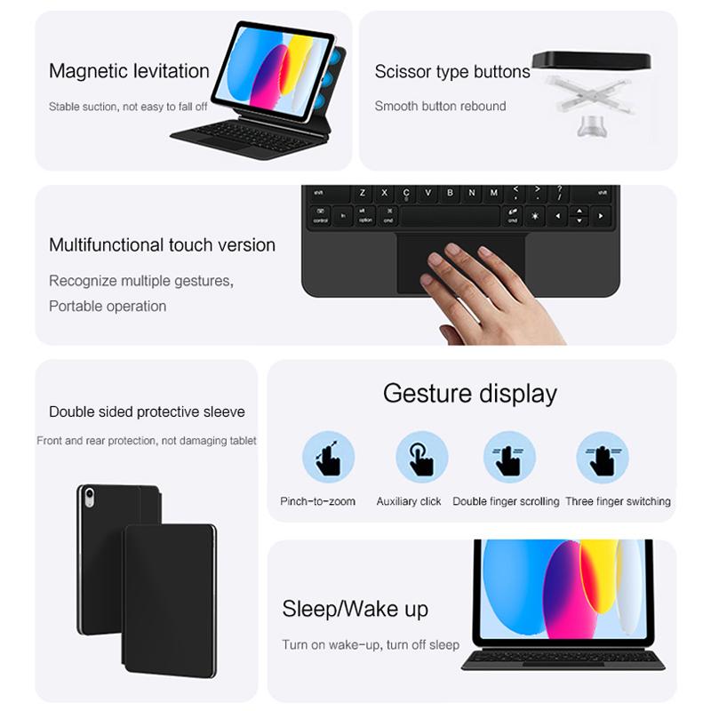 AJIUYU Magic Keyboard for iPad 11th Case iPad A16 11th Generation 11 Inch 10th Smart Cover With Multi-Touch Trackpad