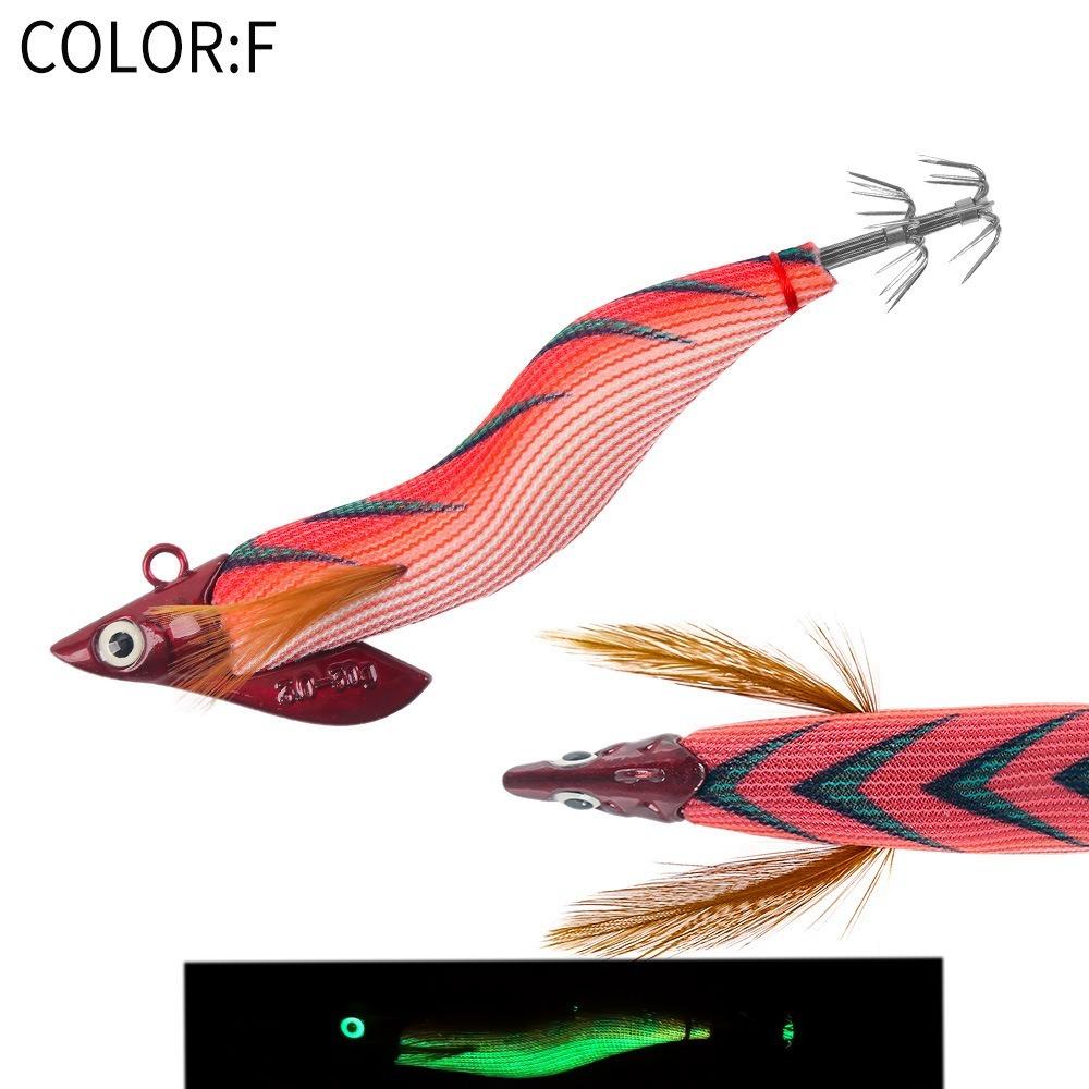 luminescent Squid Bait Egi 3.0 Hook 30g Weight Artificial Lures Cuttlefish Shape Sycamore Wooden Squid Hooks Night Fishing