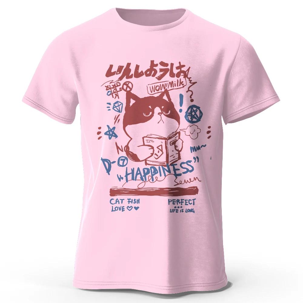 

Kawaii Cat Doodle Harajuku Printed 100 Cotton TShirt Soft Breathable Round Neck Short Sleeve Tee Unisex CuteArtistic Style S