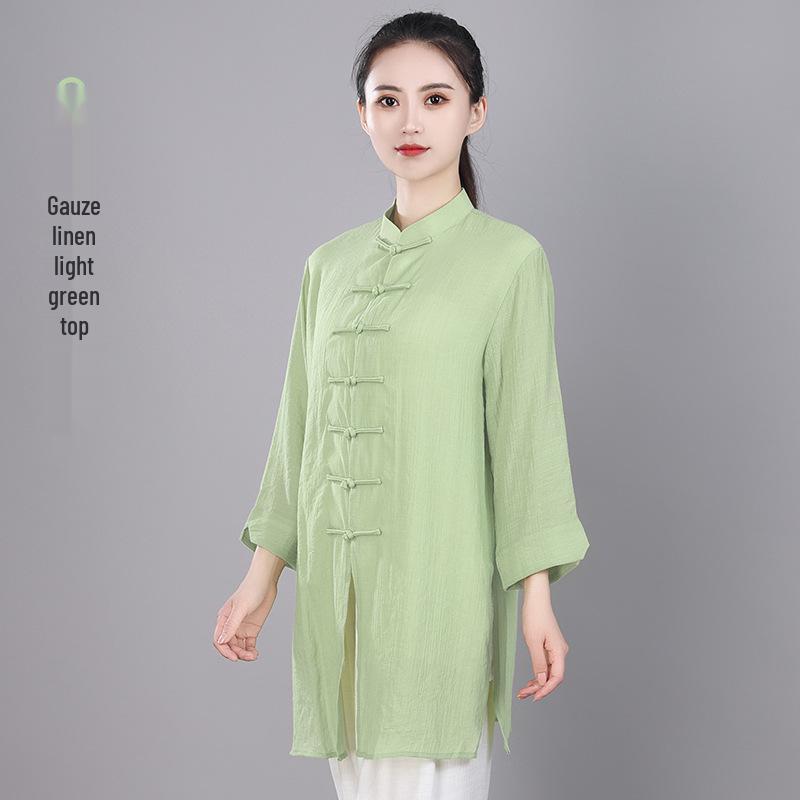 Women's Summer Linen Tai Chi Suit - Chinese Style Martial Arts Practice Uniform