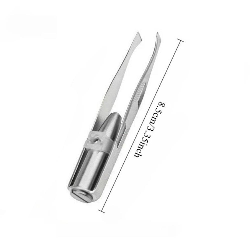 Stainless Steel LED Eyebrow Tweezers Angle Mouth with Light Eyebrow Trimming Clip Removal Slanted Eyebrow Tweezer Makeup Tool