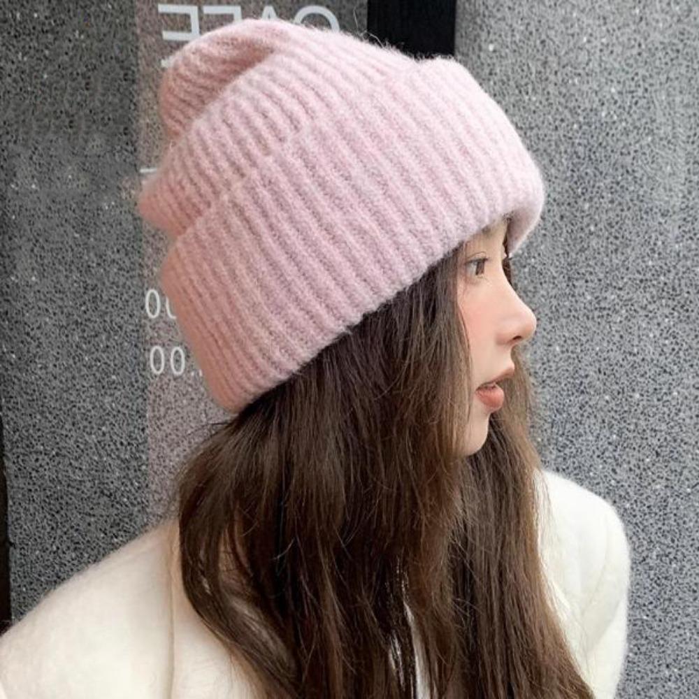 

Woman/Men Knitted Beanies Solid Cute Female Beanie Caps High Quality Ladies Casual Cap Outdoor рожевий