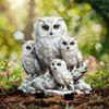 Creative White Owl Statue Stake Acrylic Animal Figurine Sculptures Garden Floor Plugs  Lawn
