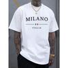 Taglia Europea Uomo Nuova Moda Stampa Lettere Milan Switch Casual Manica Corta Estiva Fresca, Elegante e Versatile, Comoda Estate