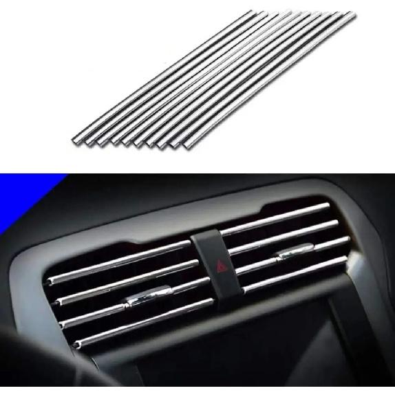 10 Pcs Car Air Vent Grille Decoration Trim Sticker U Style Air Conditioner Outlet Decoration Strip Car Decoration
