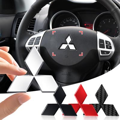 Auto Lenkrad Dekorative Aufkleber Kohlefaser Emblem Für ralliart Lancer 9 10 ASX Outlander Pajero L200