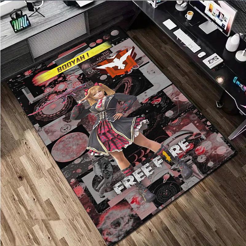 1Pc Free Fire Print Rug - Computer Chair Area Rug Home Decoration Carpet For Living Room Bedroom Flooring Mat