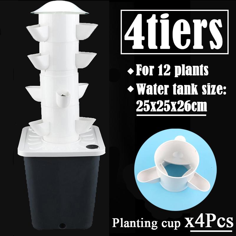 Home Balcony Vertical Tower Planter 3/5-Hole Vegetable Hydroponic Growing System DIY Garden Soilless Cultivation Equipment