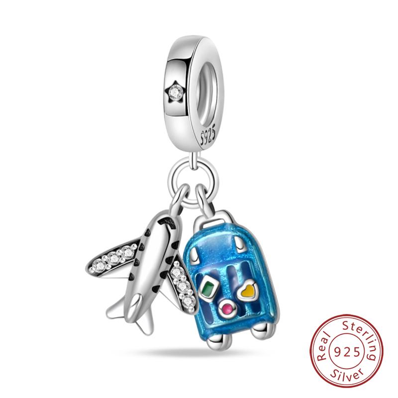 copper Fashion Travel Suitcase Camera Eiffel Tower Charm Bead Charms Pendants Compatible With Authentic Bracelets Do It Yourself Jewellery