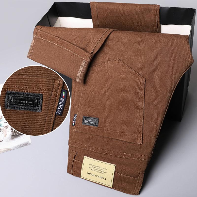 Pantaloni Denim Elastici Largi Drepți Business Casual la Modă Bărbați Pantaloni de Firmă Mărimi Mari Îmbrăcăminte Bărbați Blugi Slim 28-44