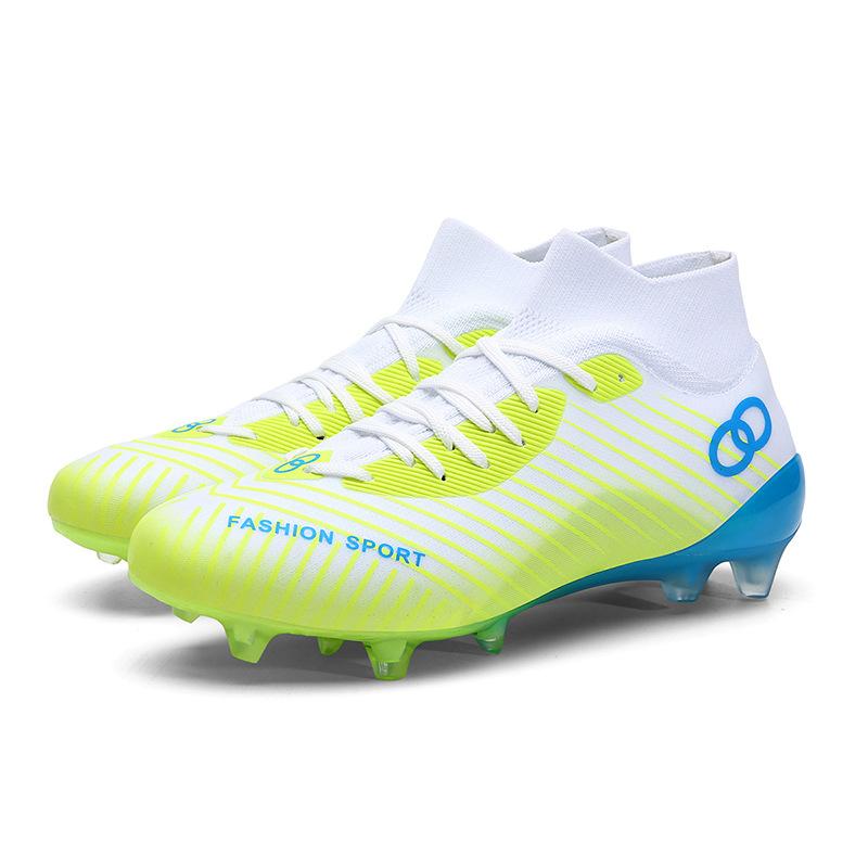 

High-Top Football Shoes Seamless Fly-Woven Mesh Breathable Tf Broken Nails Ag Nails Leather Feet Training Shoes For Men And Women 35