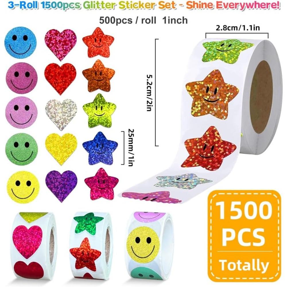 Manual Sticker Dispenser for 1-1.5 Inch Roll Stickers(1500Pcs) for Kids Gift Decoration Rewards Pink