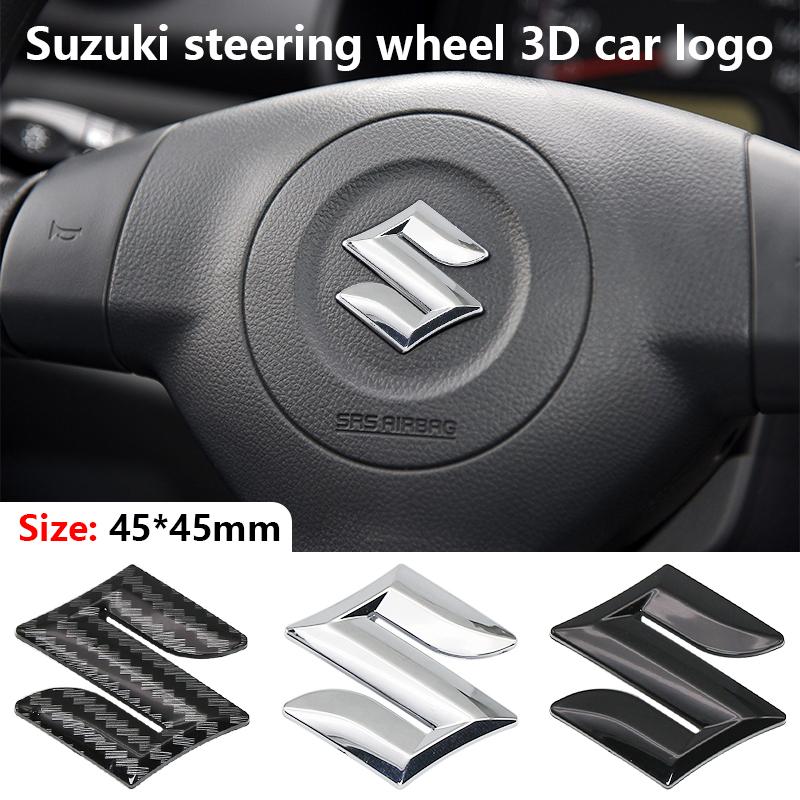 AAGP1 3D ABS Car Steering Wheel Center Emblem Badge Sticker Clip Replacement For Suzuki Swift Jimny Grand Vitara SX4 Alto Baleno Ignis