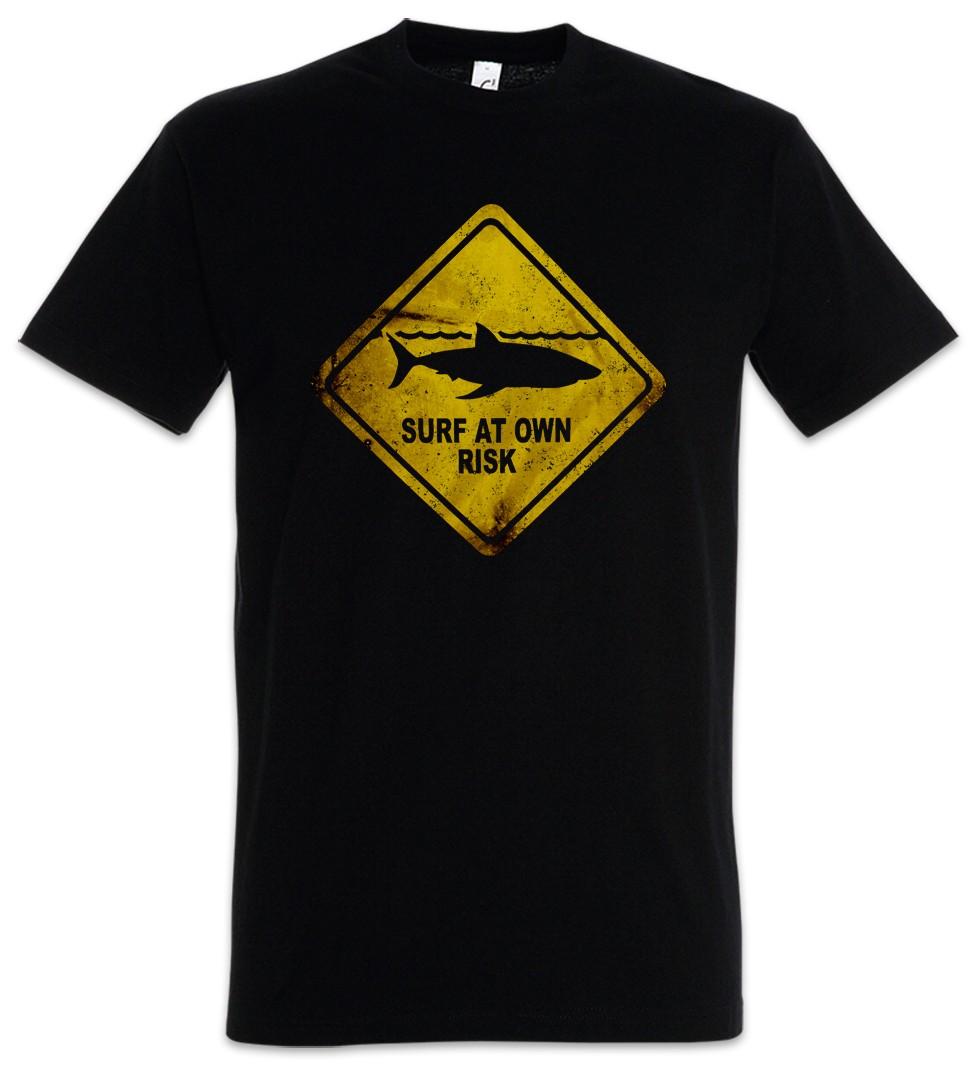 Shark Warning Sign Mens T-Shirt Mens Womens Tees Top Great White Shark Surfer Surfing Diver Diver Jaws 3XL