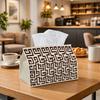 1pc Classic Geometric Decorative Tissue Holder Featuring a Greek Key Design, Versatile Fabric Tissue Box, Ideal for Outdoor Gatherings, Daily Home Use