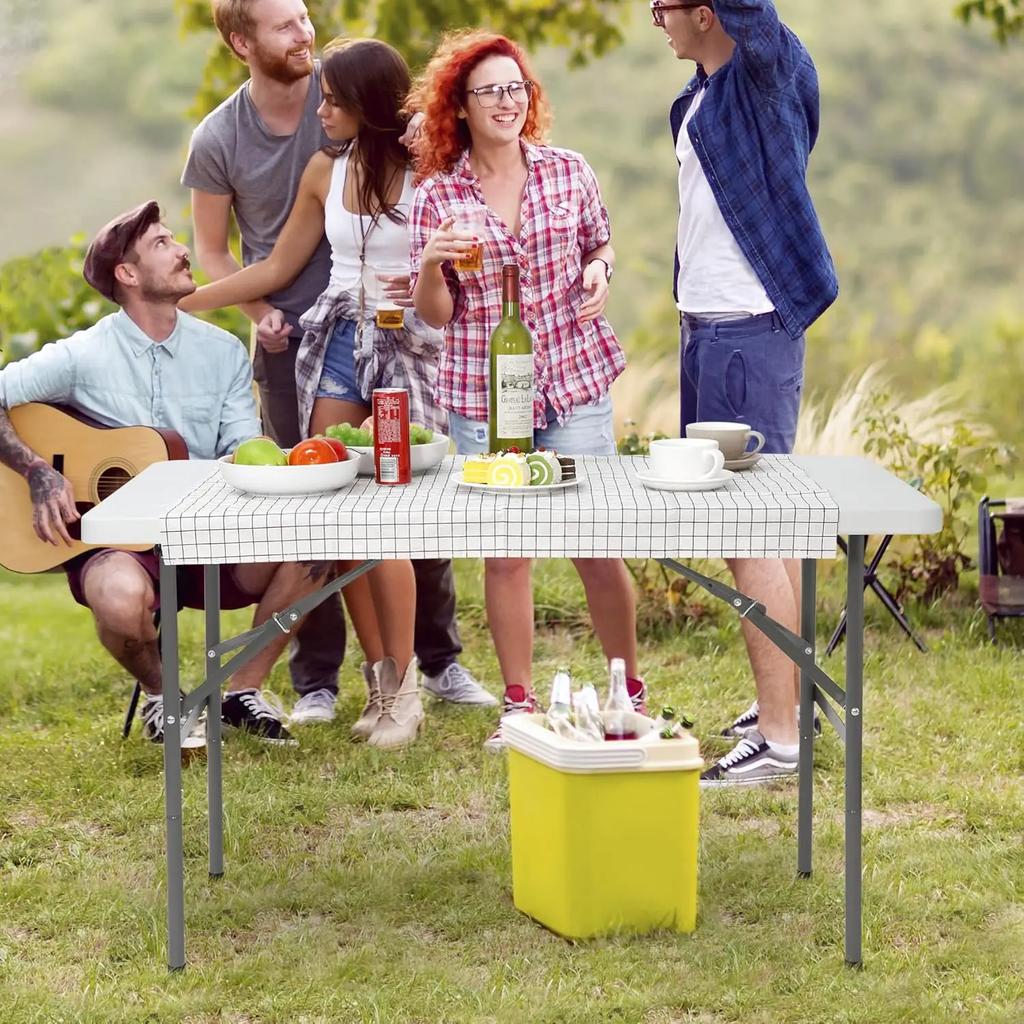 Fold In Half Table Portable Folding Table for Camping Picnic Barbecue Party Indoor Outdoor Sturdy Compact with Carrying Handle