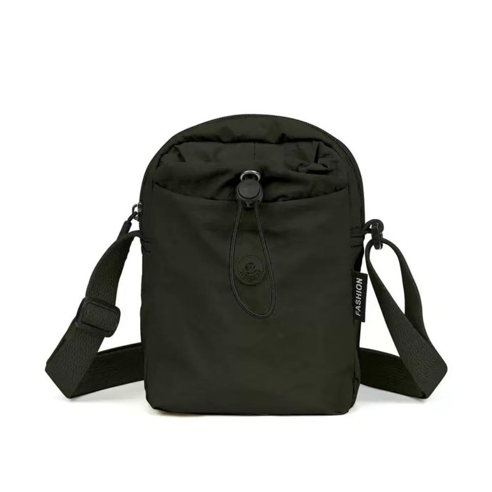 Compact Polyester Crossbody Phone Bag Solid Color Casual Drawstring Small Bag Single Shoulder Bag Unisex
