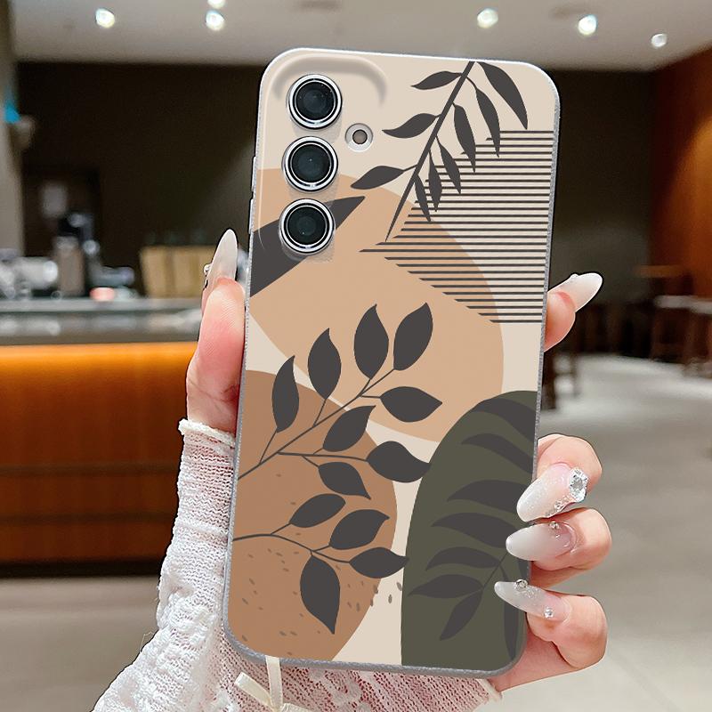 Abstract Geometry Style Case For Samsung S26 S25 S24 Ultra S23 S22 S21 FE A15 A16 A17 A35 A36 A37 A54 A55 A56 A57 5G Leather Texture Soft Cover