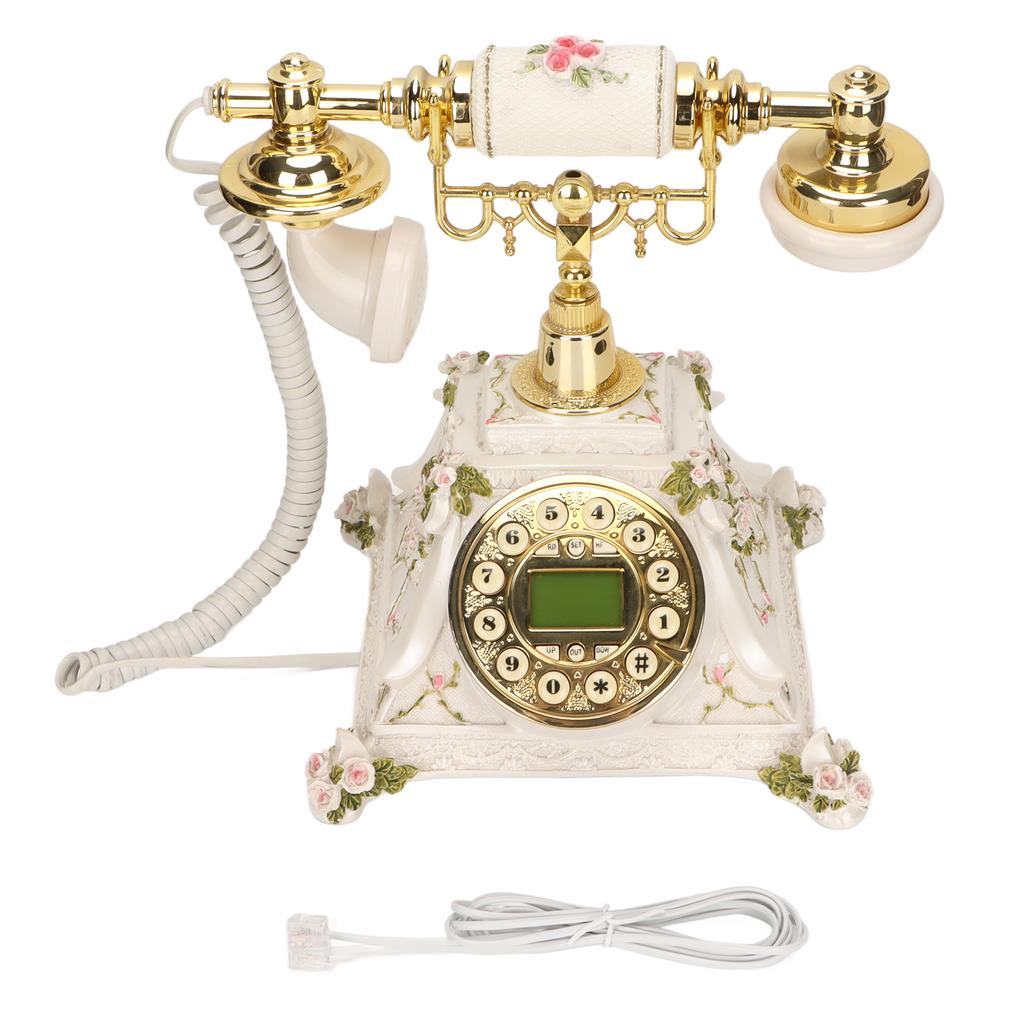 Vintage Telephone Button Dialing Hands Free Old Fashioned Landline with LCD Display for Home Cafe