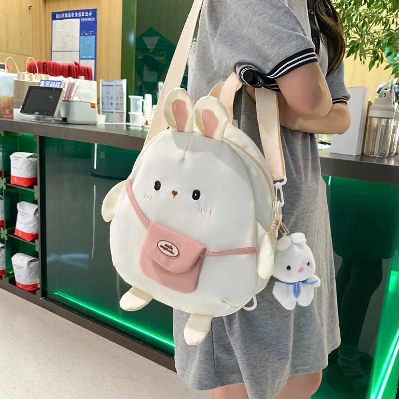 Children's Cartoon Backpack Women 2024 New Style Rabbit Primary School Students Cute Canvas Schoolbag