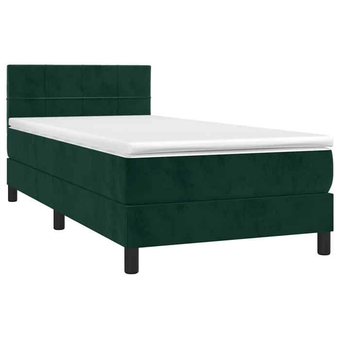 Maison Exclusive - Sommier à lattes de lit et matelas et LED Vert foncé 90x190 cm