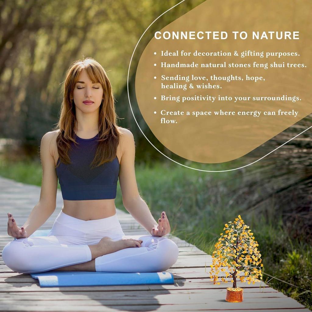 Gemstone Crystal Tree Home Decor Showpieces for Good Luck Money Crystal Tree Gift Items Office Bedroom Decor Wedding Gift, Silver Wire
