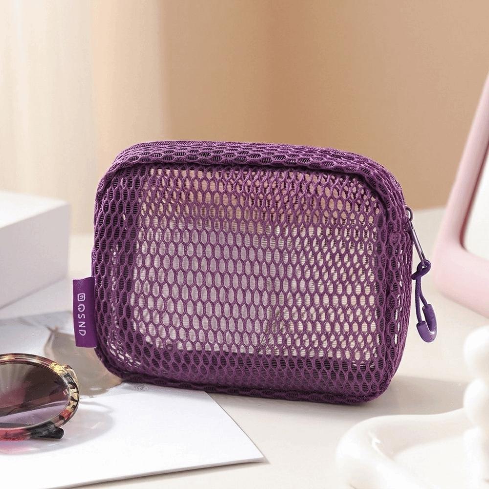 Square Transparent Storage Bag Breathable Mini Zipper Coin Purse Cosmetic Bag Office Organization