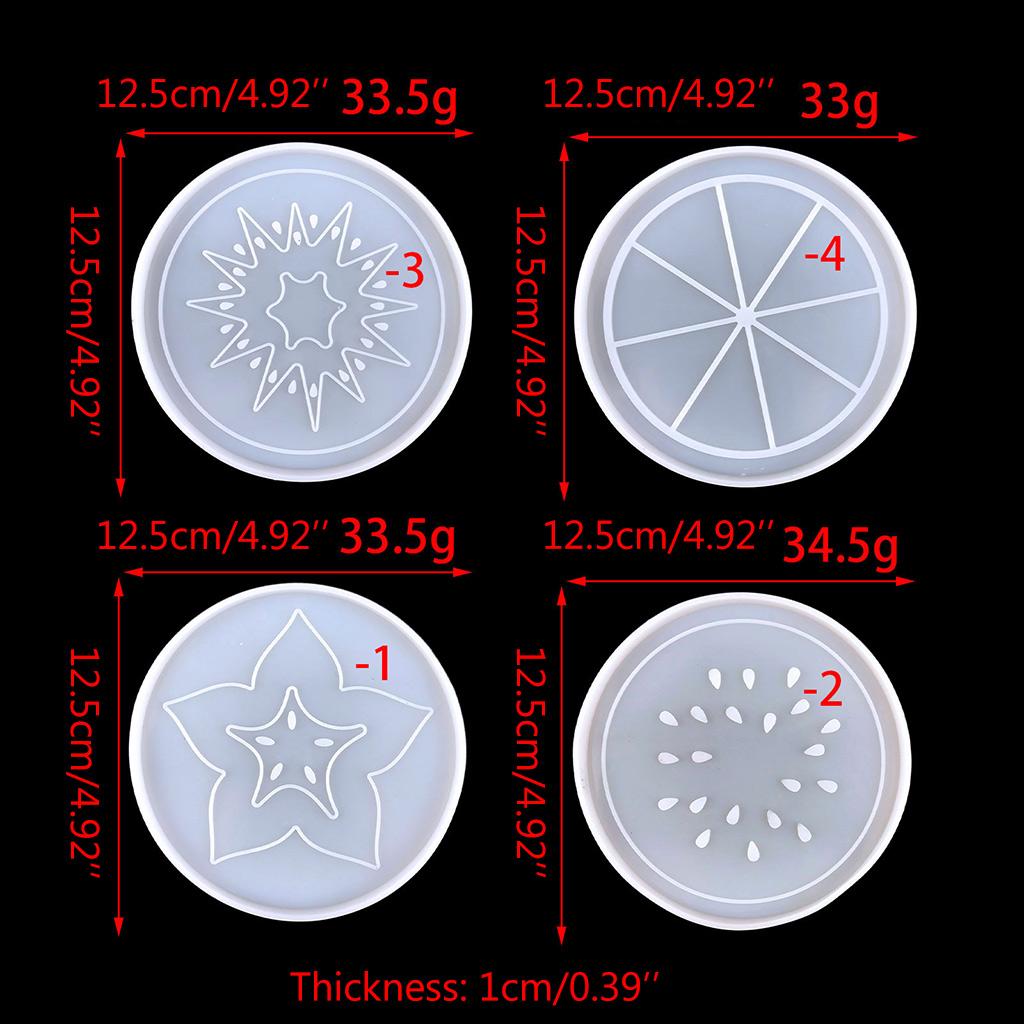 Frucht Untersetzer Epoxidharz Form DIY Wassermelone Orange Sternfrucht Kiwi Untersetzer Form Kaffeeunterlage Silikonform Heimdekorationen