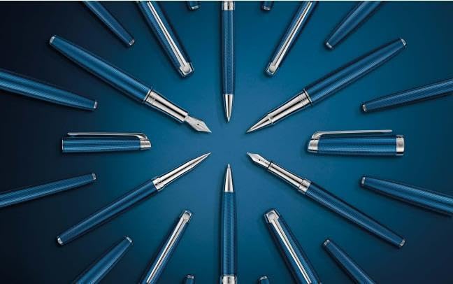 CARAN D'ACHE Leman Slim Grand Bleu Fountain Pen, Medium Nib, 4791-168, Officially Imported