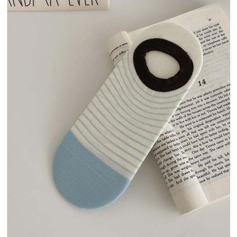 Sock Children's Summer Lightweight Striped Ankle Socks with Invisible Shallow Opening, Anti-slip, Non-slip Off-the-heel Cotton Dopamine Short Socks