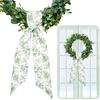 Whaline 2Pcs Green Flower Wreath Sash for Front Door Chinoiserie Floral Garland Ribbon for Holiday Party Home Decor Indoor Outdoor