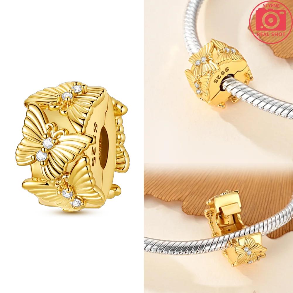 Exquisite Copper Original Gold Butterfly Maple Leaf Heart Charms Beads Fit Bracelet Women Jewelry Diy Accessory Gifts
