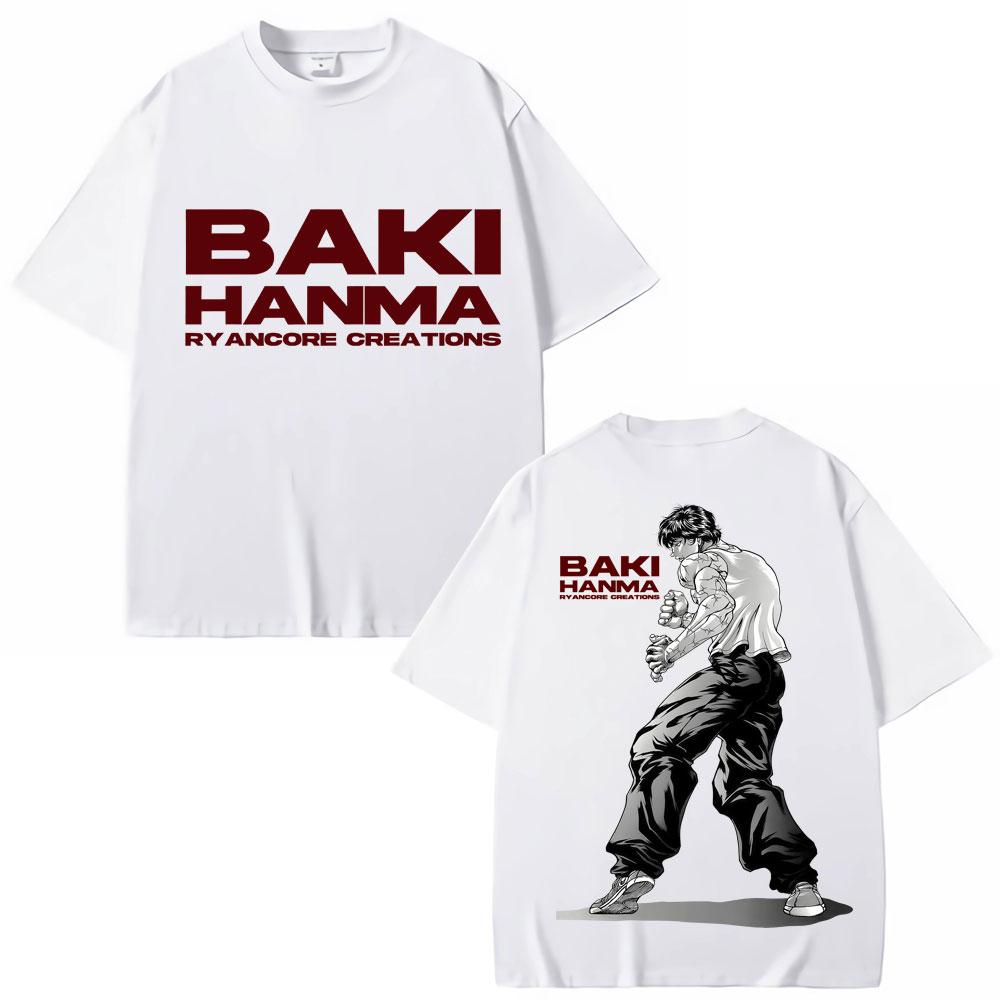 Anime Baki Ha Unisex Harajuku Vintage Trička Hip Hop Unisex Dámská Trička do Posilovny na Cvičení Oversized Bavlněné Tričko Streetwear
