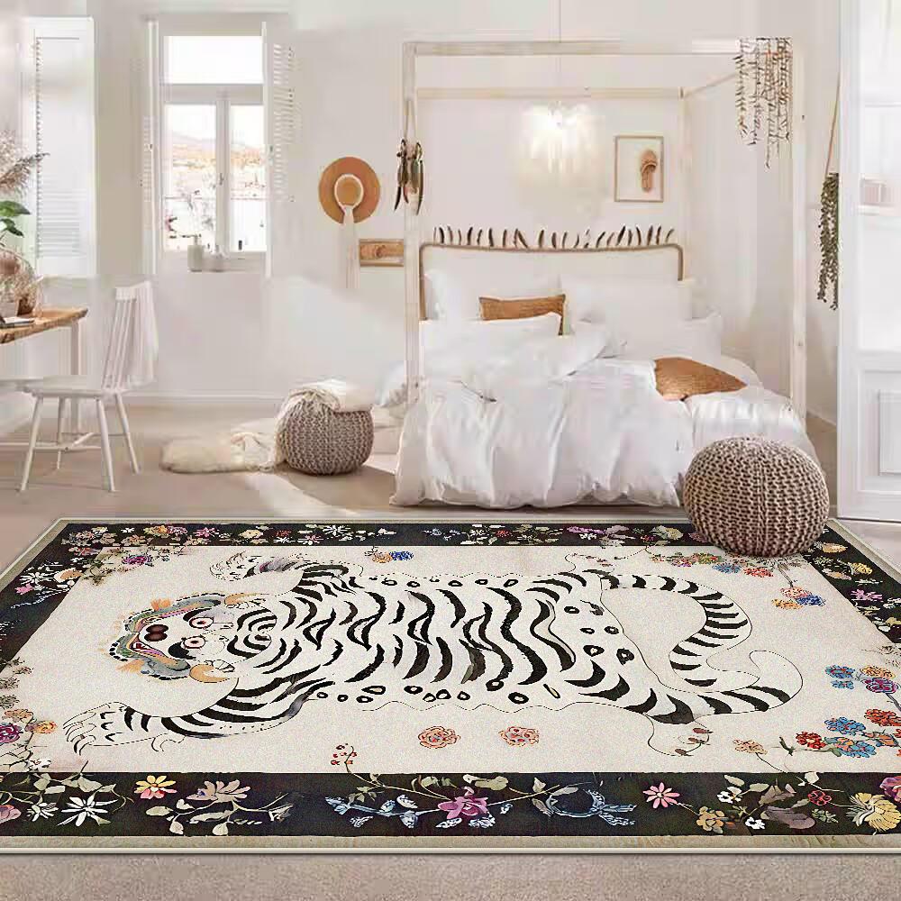 

Retro Luxury Soft Non-slip Large Rug Easy Clean Tiger Pattern Cute Childrens Room Decor Carpet 60*90cm