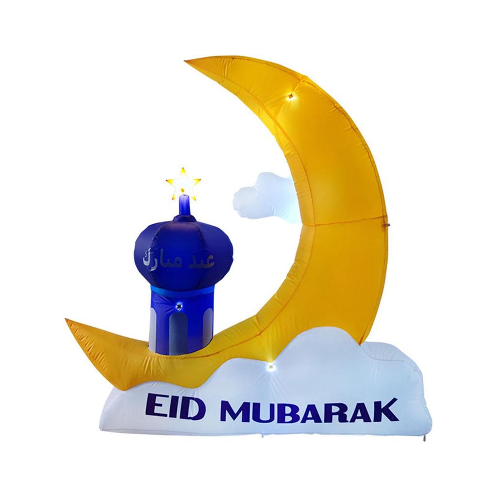Décoration Gonflable Ramadan Eid Mubarak Décor Gonflable Célébration Sainte Créative Intégrant des LEDs Fêtes pour Jardin Pelouse