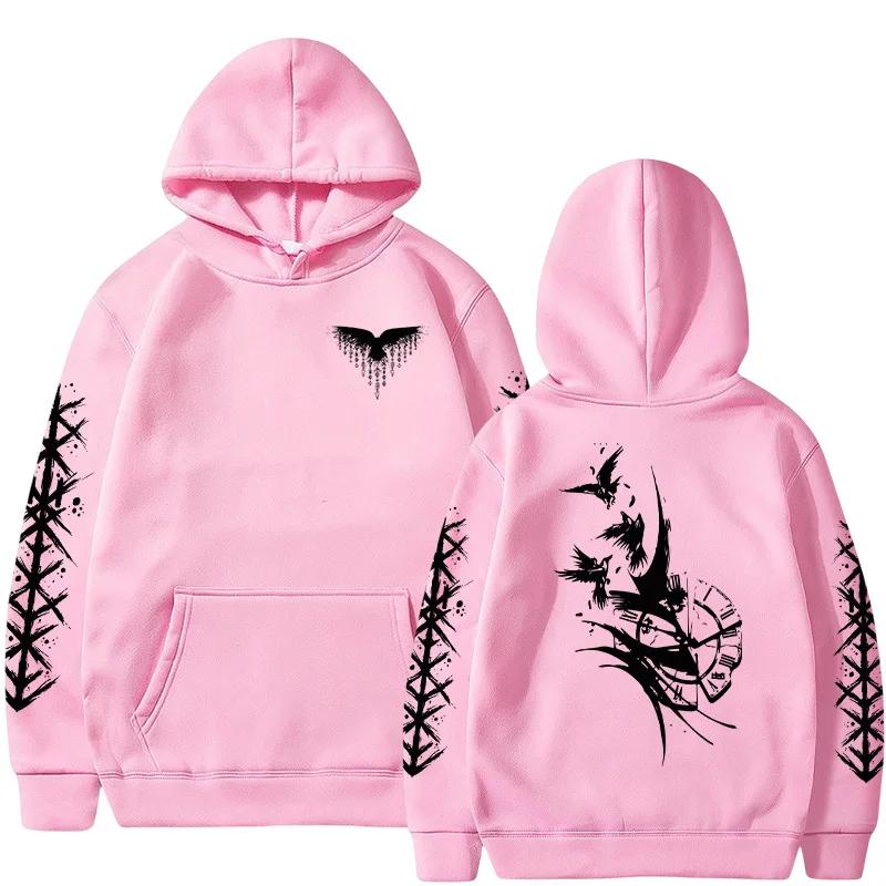 2025 New Men Hoodie Sweatshirt Raven Ancient Clocks Print Fashion Top For Autumn Winter Casual Sport Wear Home Outdoor Pullover